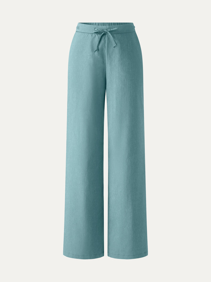 Linen Drawstring Wide Leg Pant with Pockets