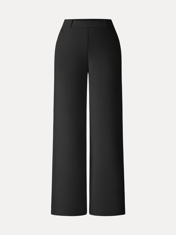 Stretch Cotton Blend Slimming High Rise Wide Leg Pant