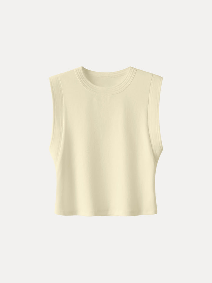 Soft Cotton Lyocell Cropped Wide Shoulder Tank