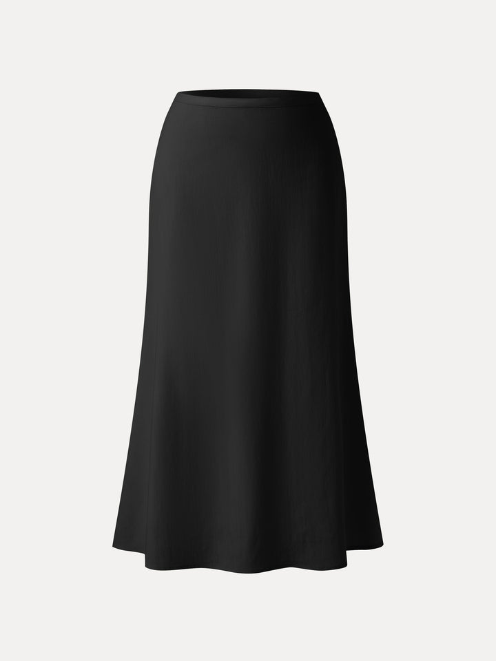 Lyocell-Linen Blend Maxi Flared Pull-On Skirt