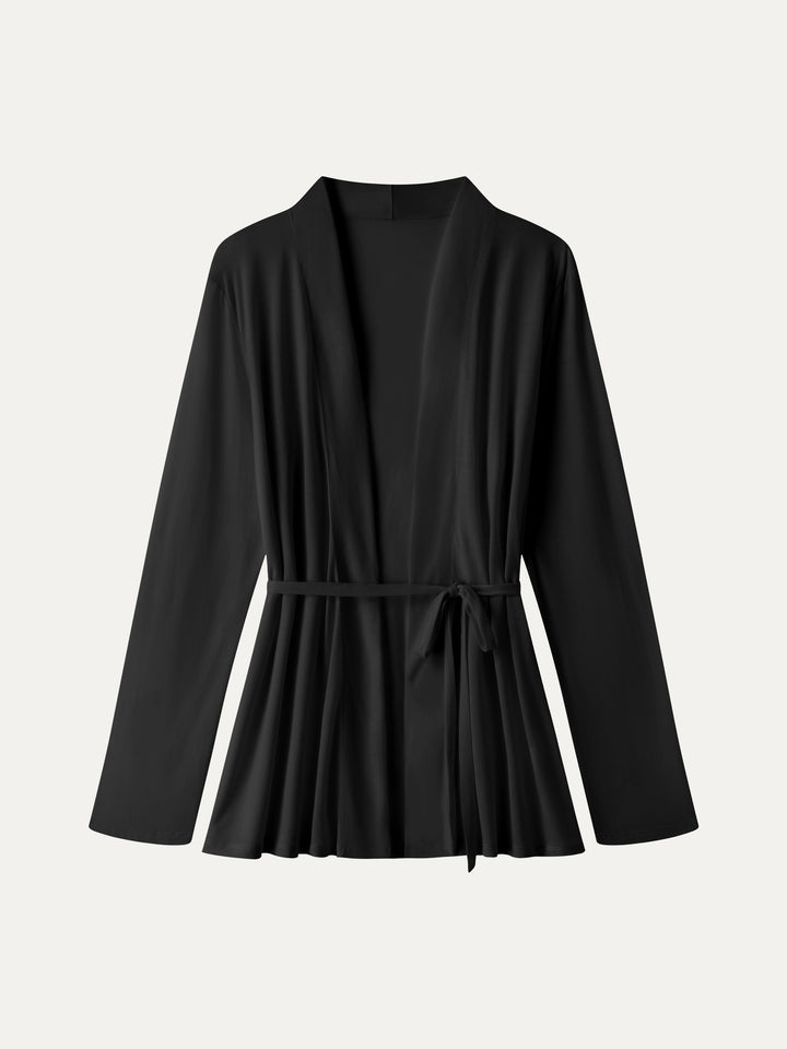 Airy Soft Open Front Cardigan with Tie