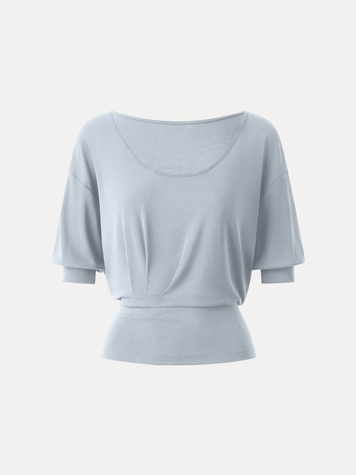 Scoop Neck Short Sleeve Tucked Tee