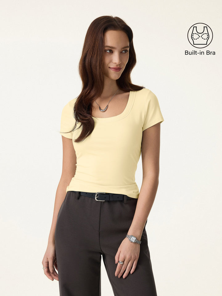SkinKiss U-Neck Short Sleeve Everyday Bra Top