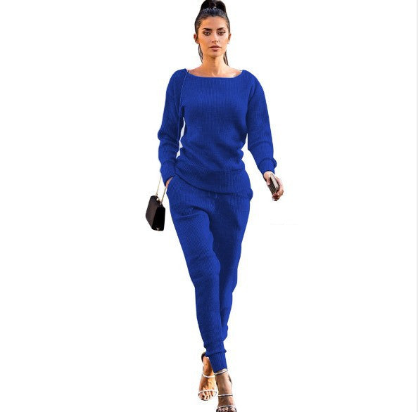 Women's Casual Round Neck Sport Suit - Comfortable Two-Piece Set