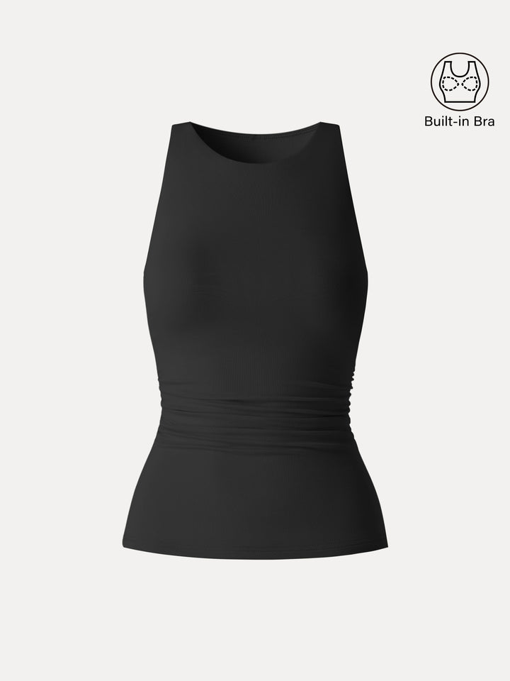 Back Smoothing Ruched Sleeveless Bandless Bra Top