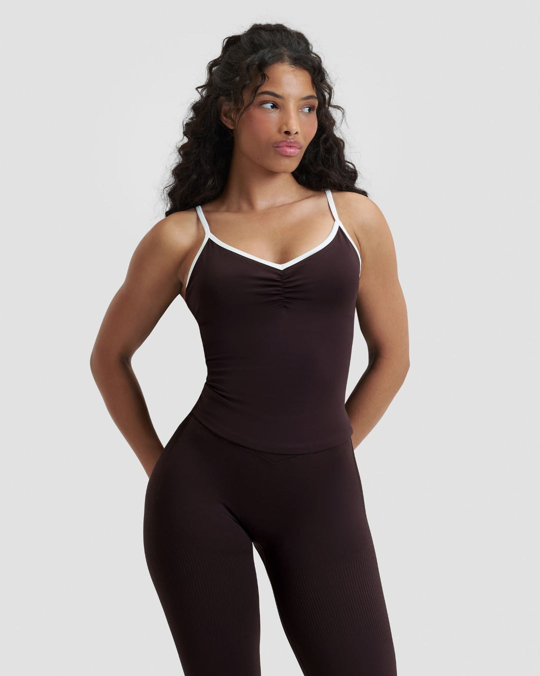 Elevate™ Outline Cross Back Tank Top | Coffee