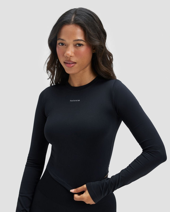Elevate™ Compression Long Sleeve Top | Night Black