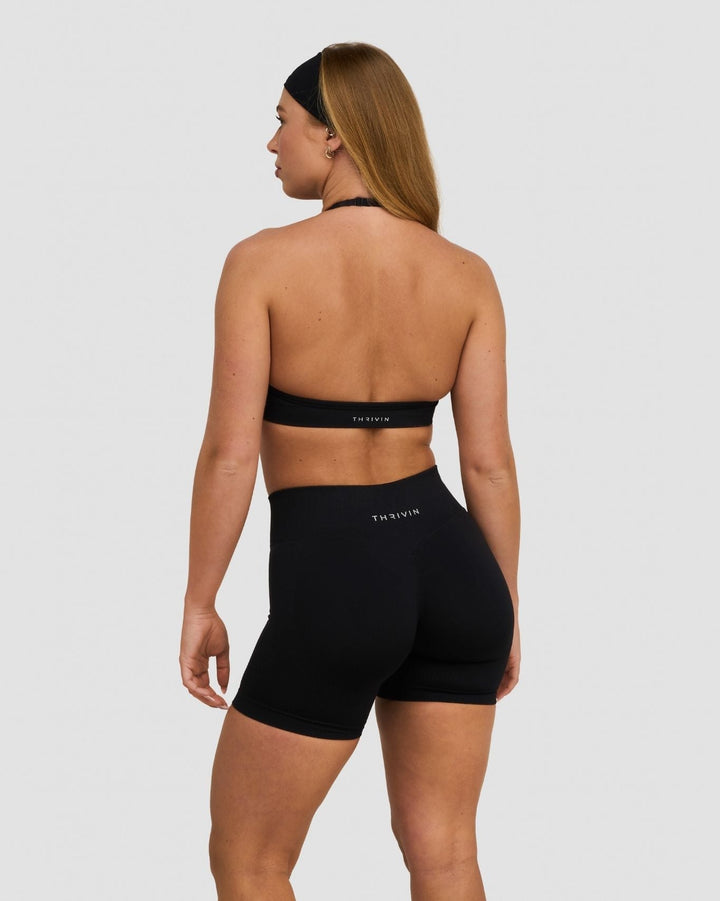 Elevate™ Sculpting Seamless Adjustable Halter Bra | Night Black