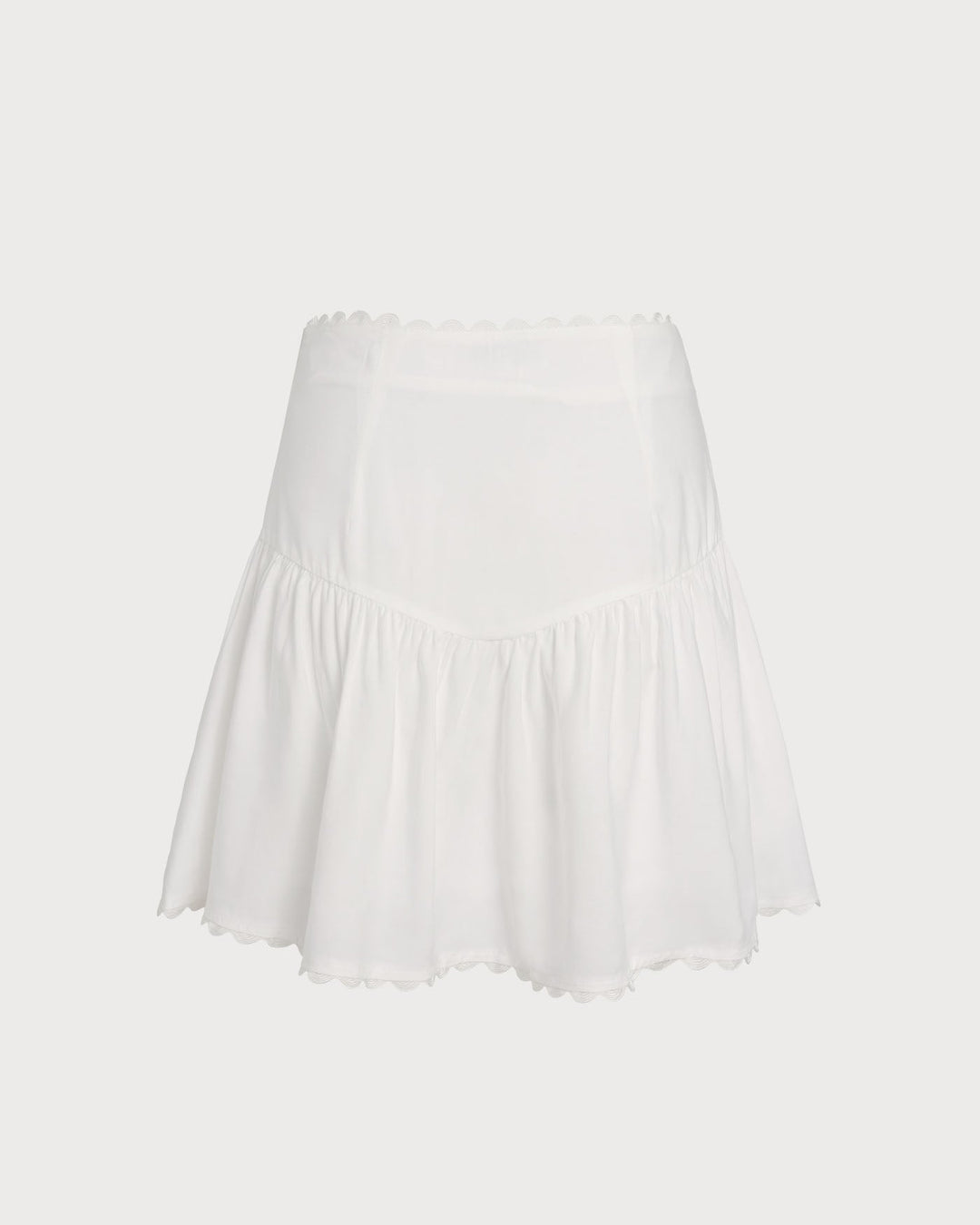 White Button Ruched Mini Skirt