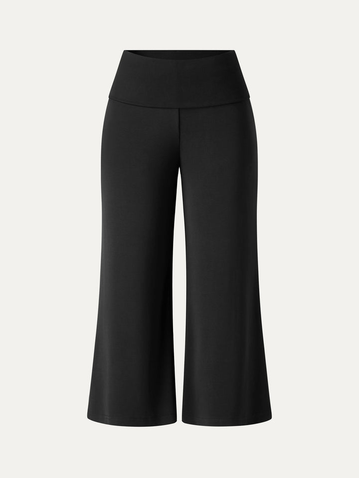 Sandwashed Modal Fold-Down Waist Flared Leg Pants