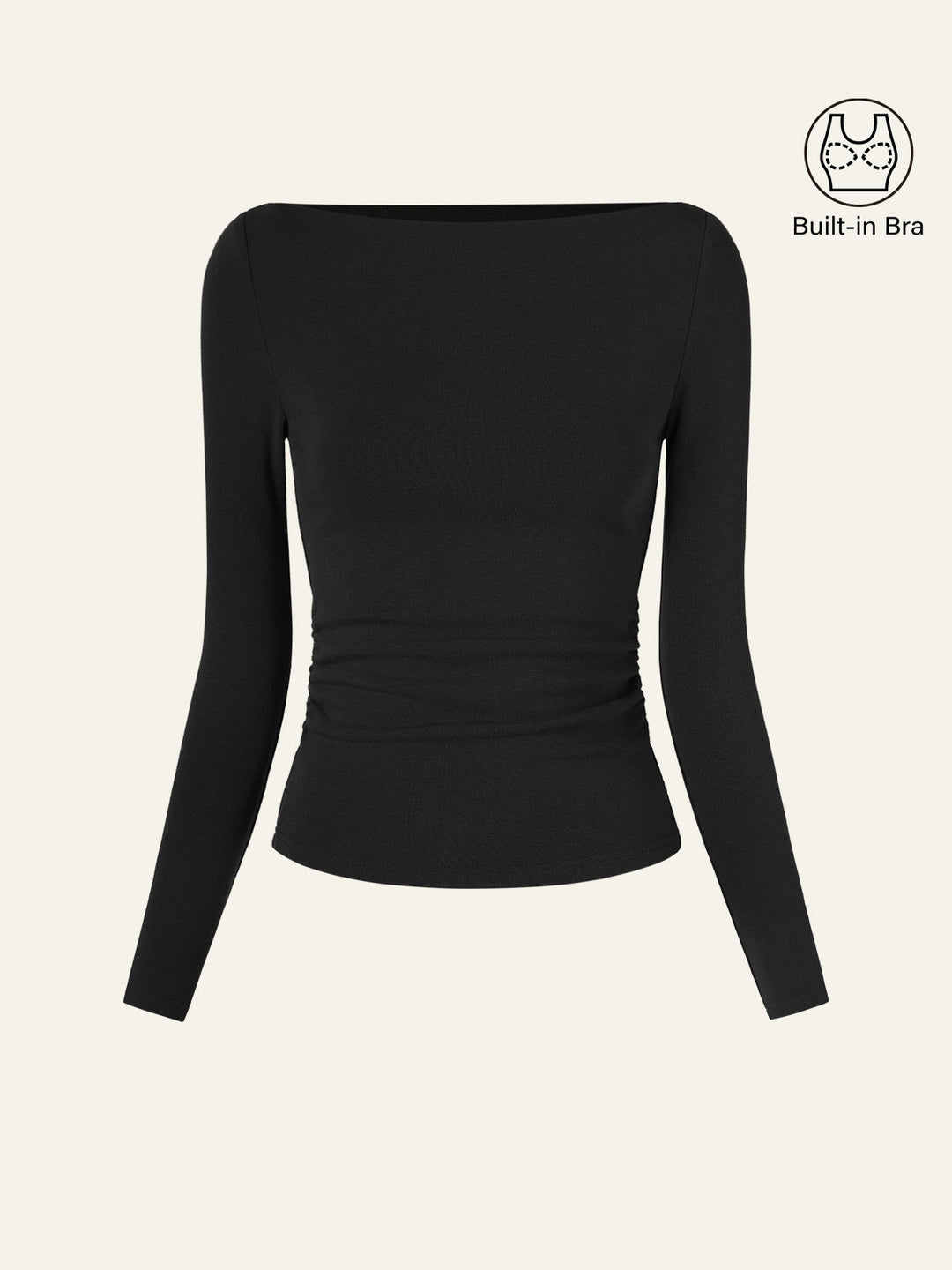 Modern Side Ruched Boatneck Bra Top