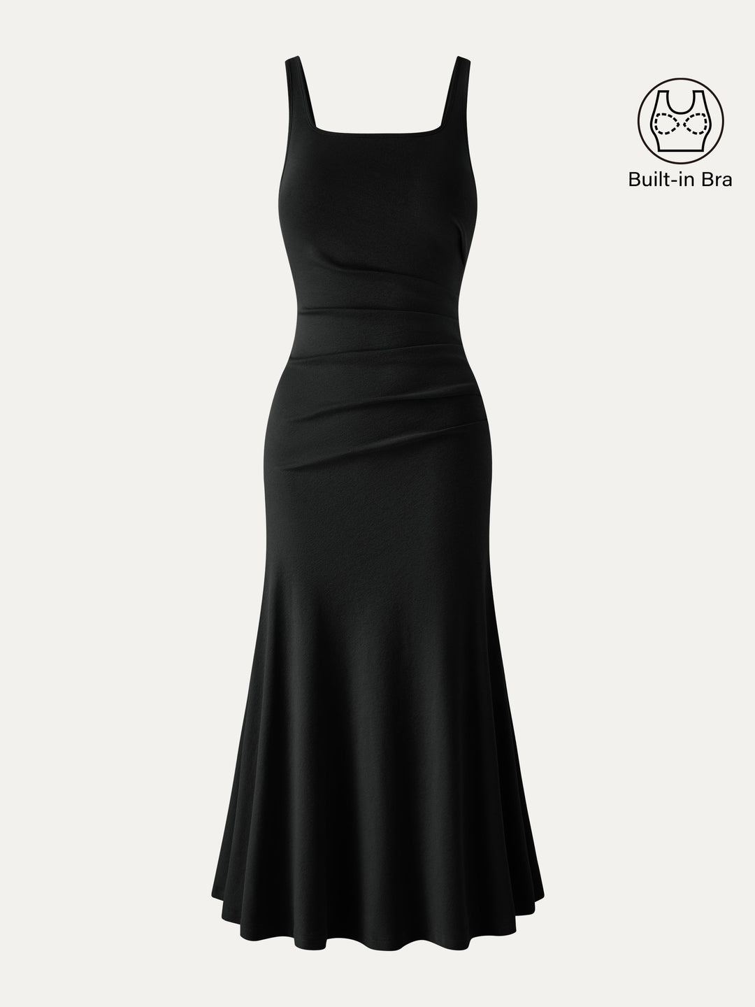 Square Neck Tucked Open Back Bra Dress