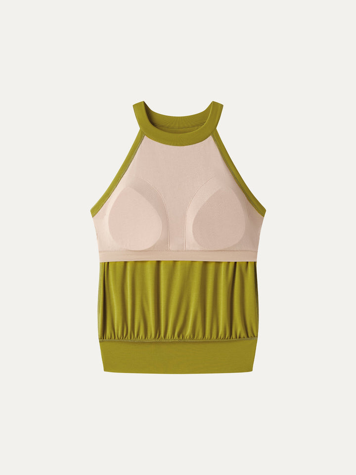 Halter Neck Banded Hem Bra Tank
