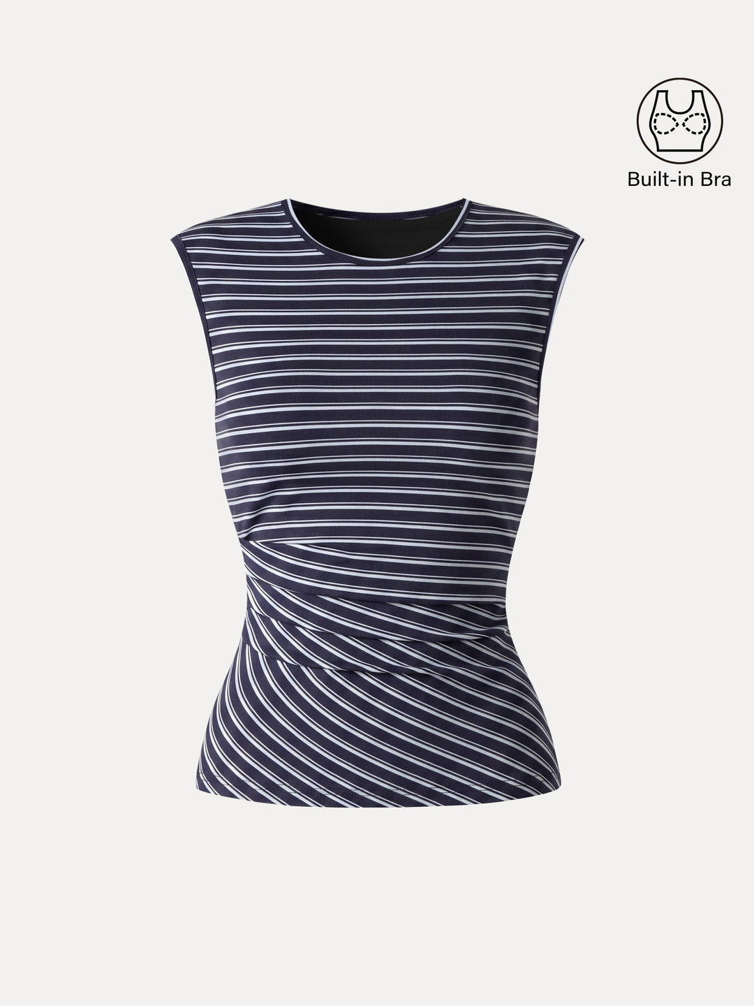 Lyocell Striped Tucked Sleeveless Bra Top