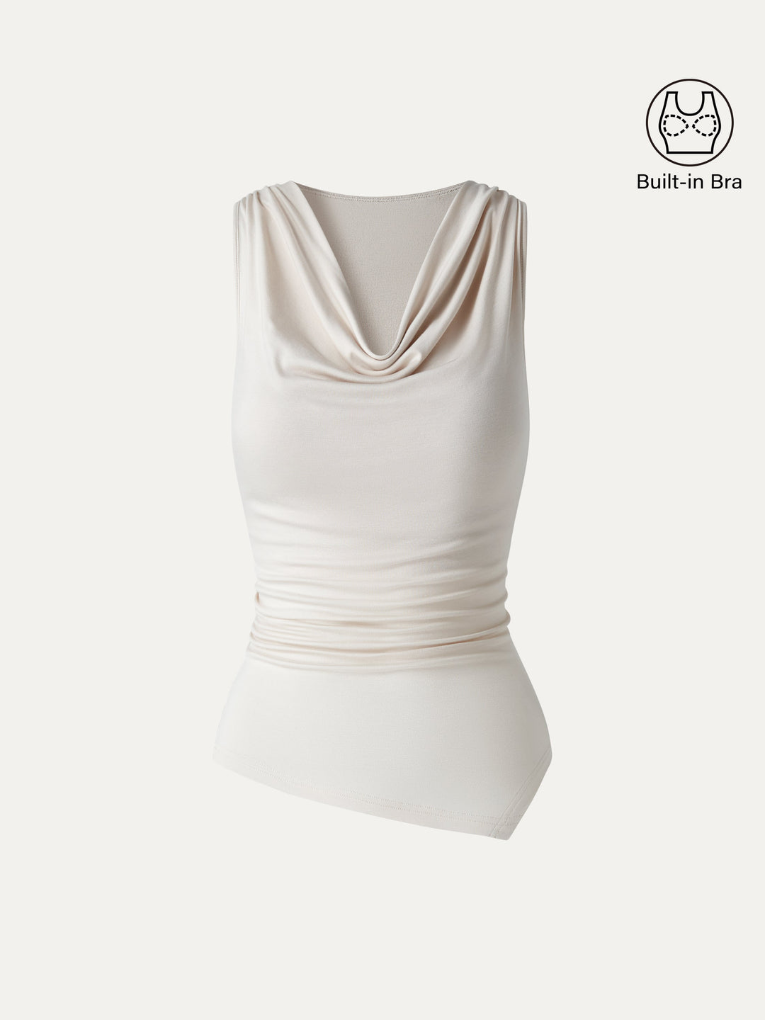 Cowl Neck Asymmetrical Sleeveless Bra Top