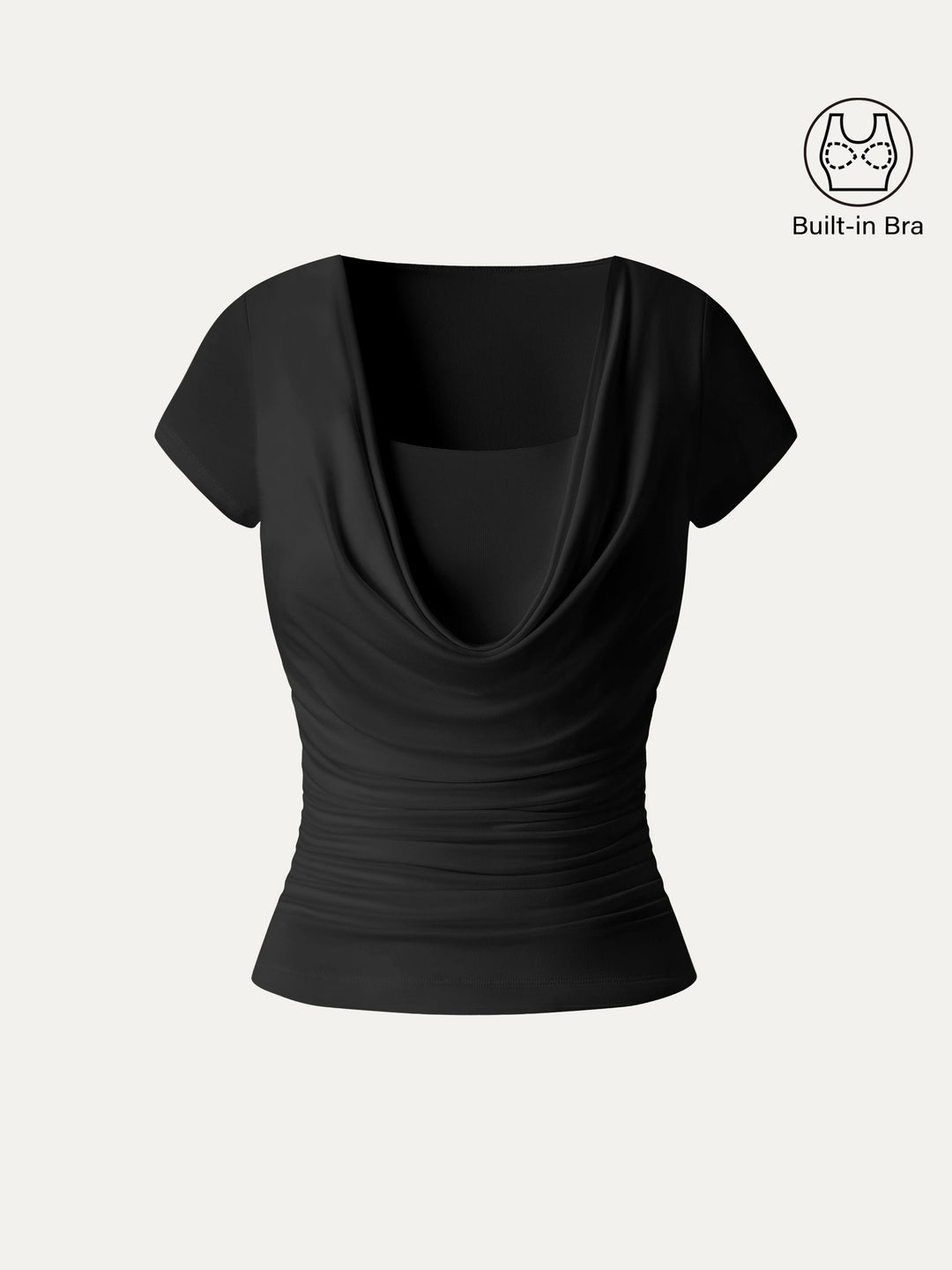 Smoothing Cowl Neck Ruched Bra Top