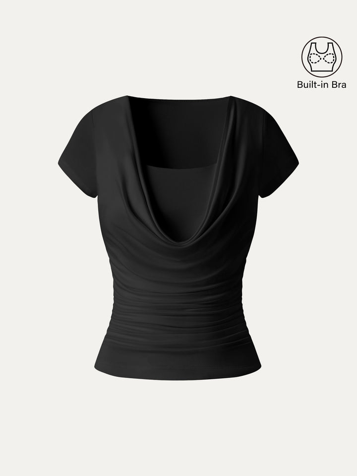 Smoothing Cowl Neck Ruched Bra Top