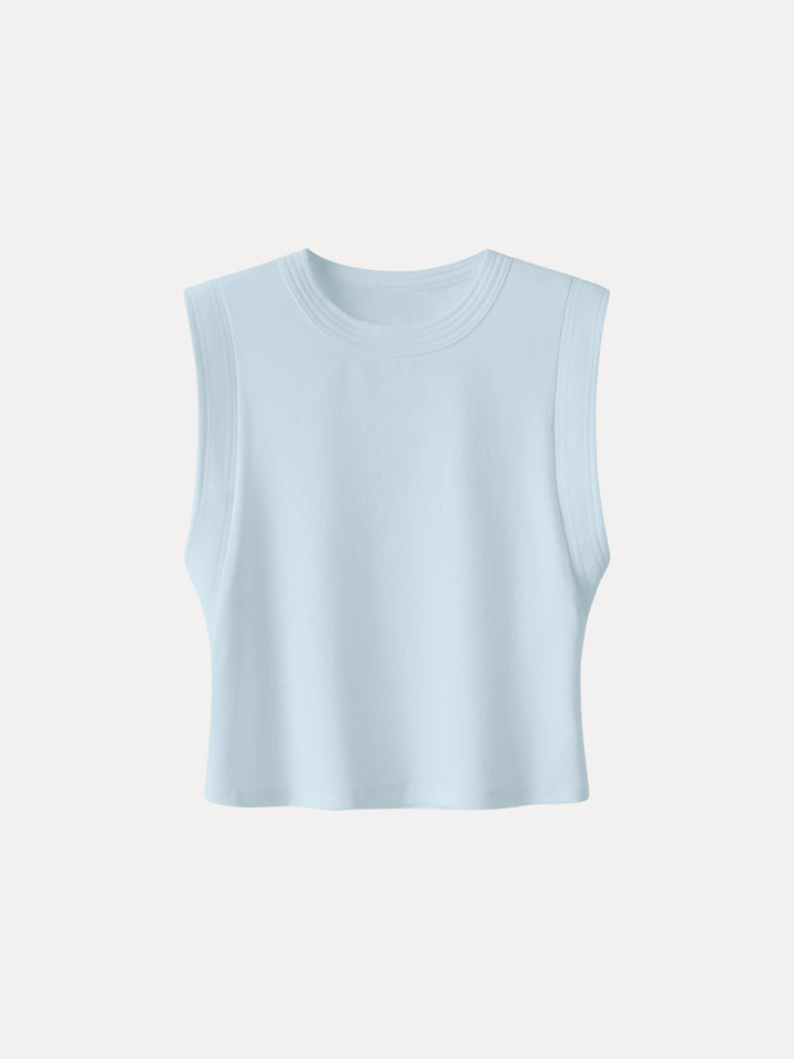 Soft Cotton Lyocell Cropped Wide Shoulder Tank