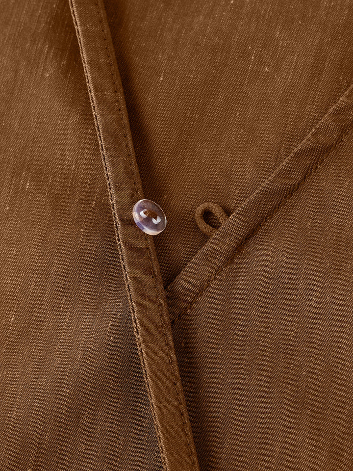 Linen Blend Surplice Top with Side Twist