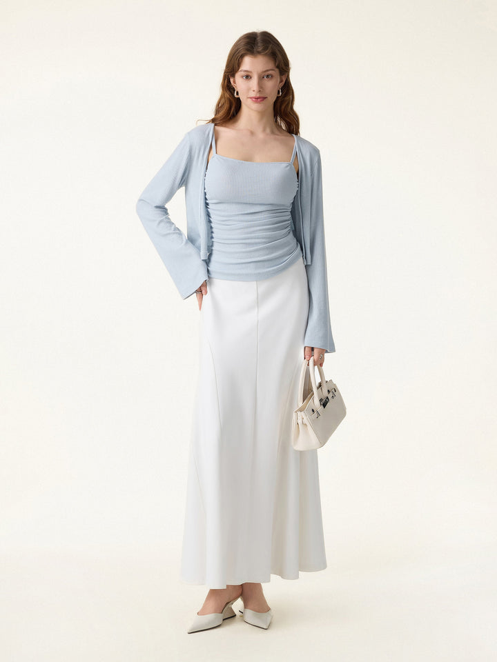 Wrinkle-Resistant A-Line Flared Maxi Skirt
