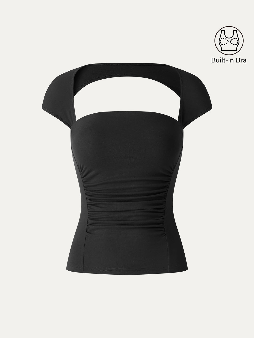 SkinKiss Square Neck Cutout Back Ruched Bra Top