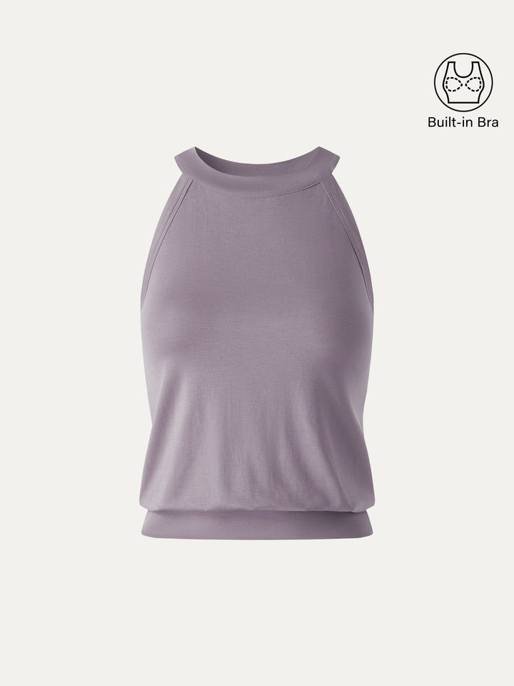 Halter Neck Banded Hem Bra Tank