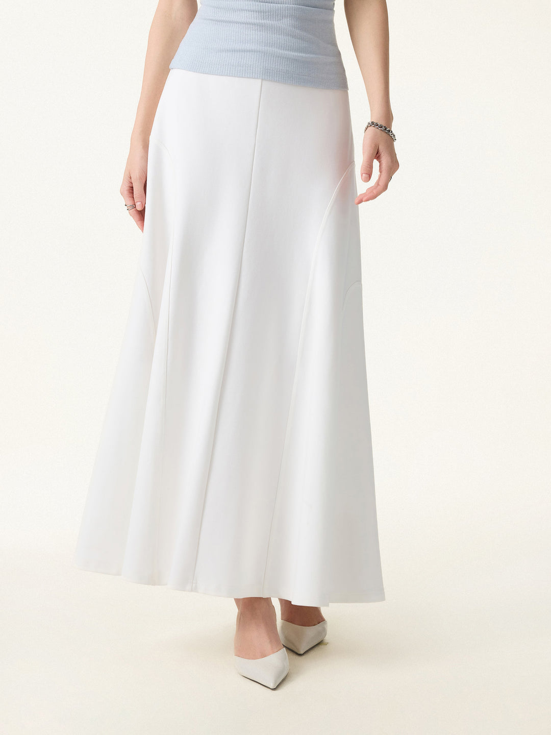 Wrinkle-Resistant A-Line Flared Maxi Skirt