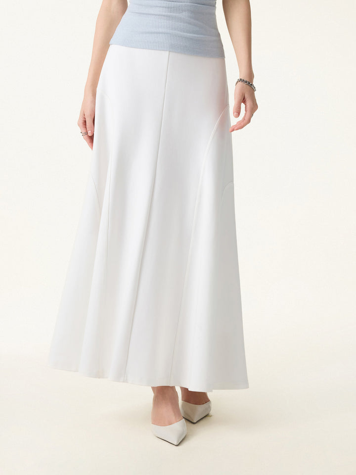 Wrinkle-Resistant A-Line Flared Maxi Skirt