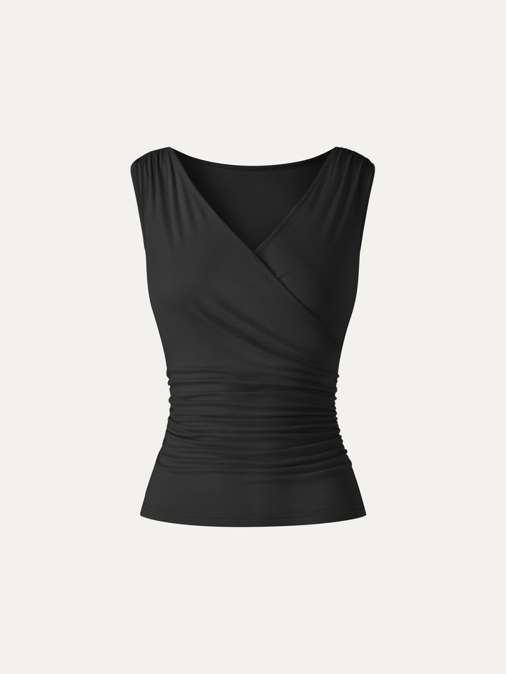 CoolTouch Surplice Neck Gathered Waist Top