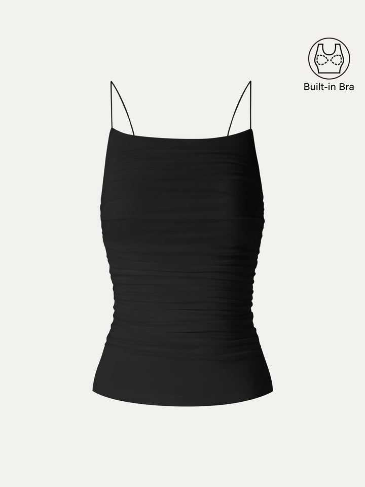 SkinKiss Square Neck Ruched Spaghetti Bra Top