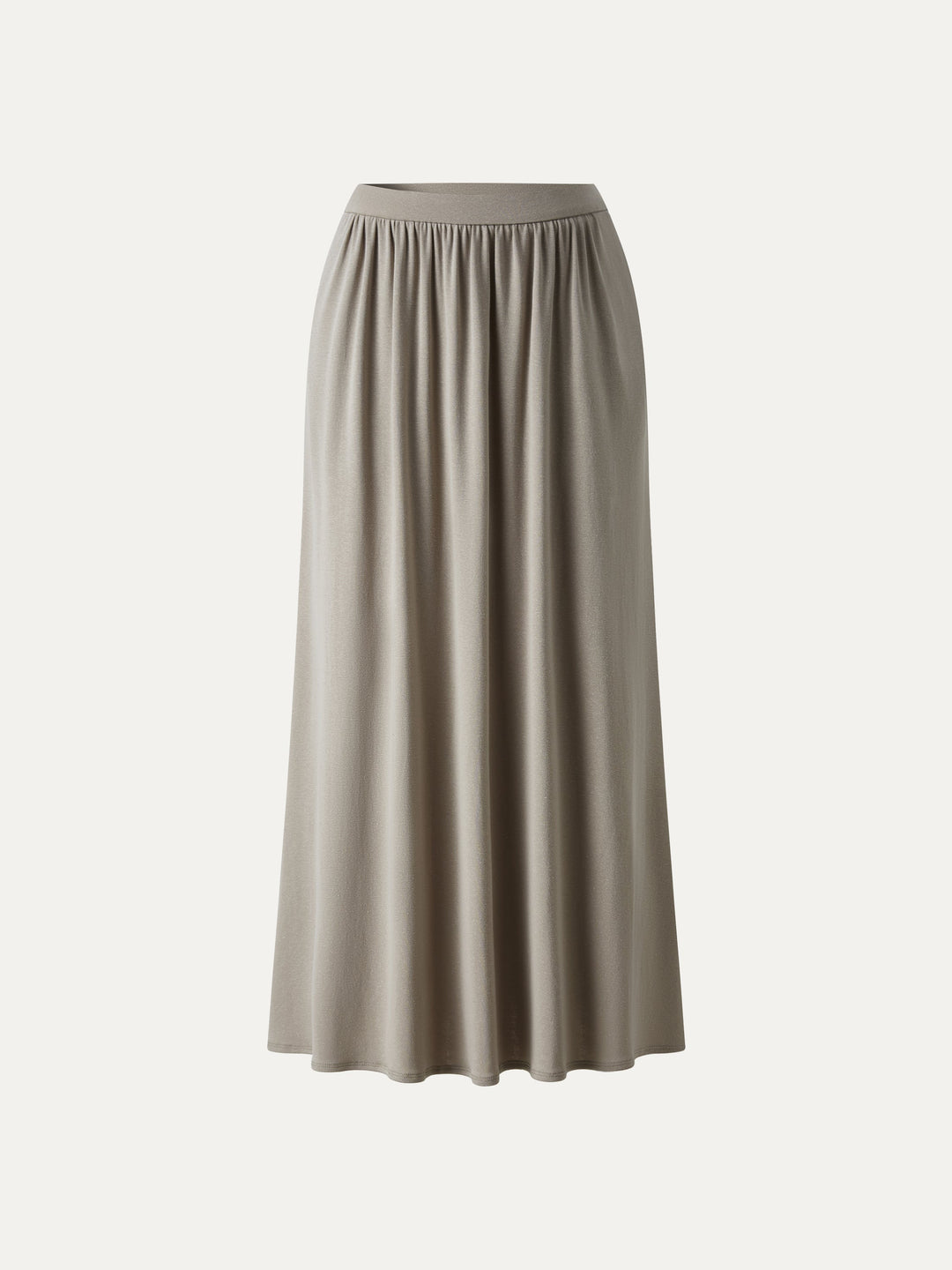 Soft Linen Knit Gathered A-Line Maxi Skirt with Pockets
