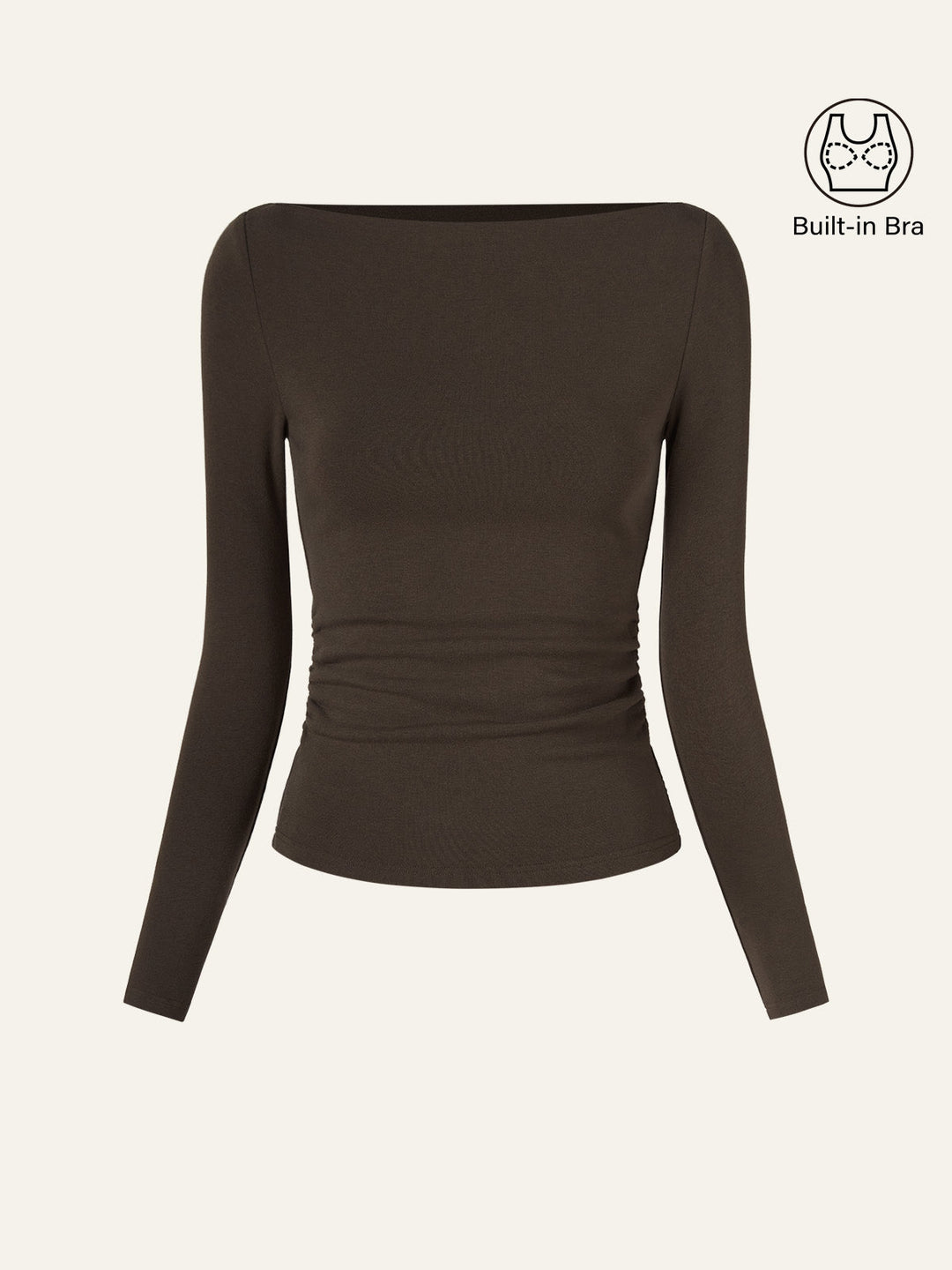 Modern Side Ruched Boatneck Bra Top