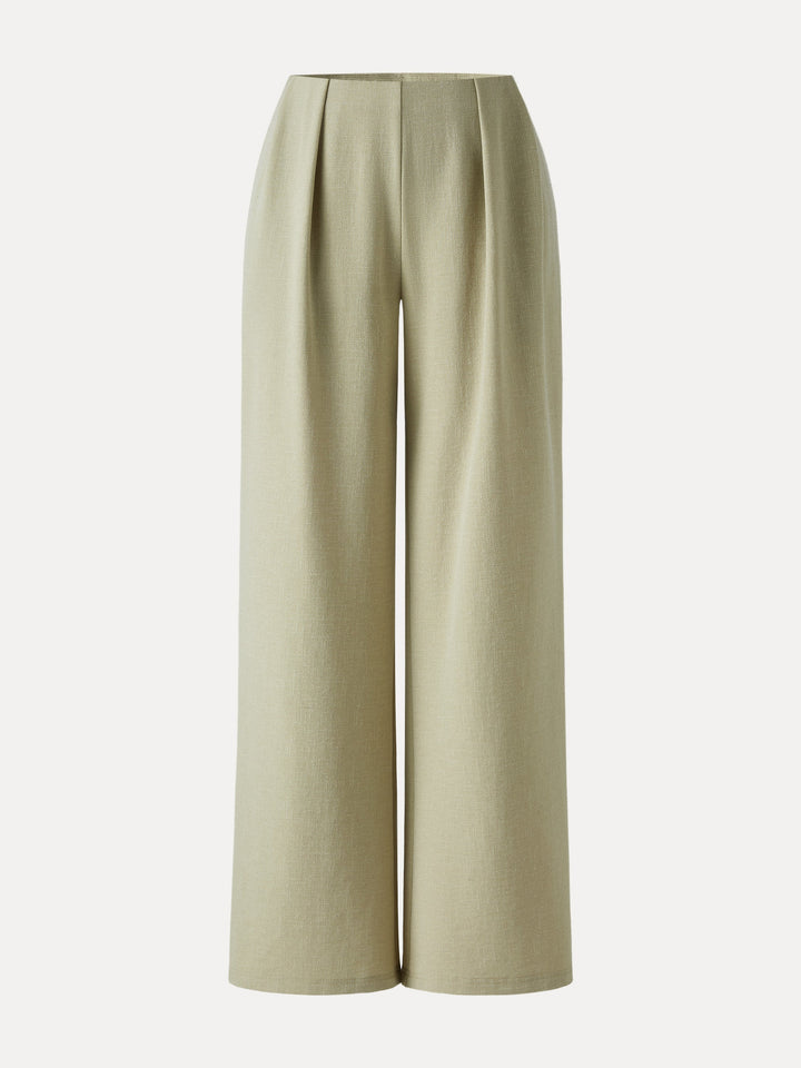 Linen-Like Wide Flare Pant with Pockets