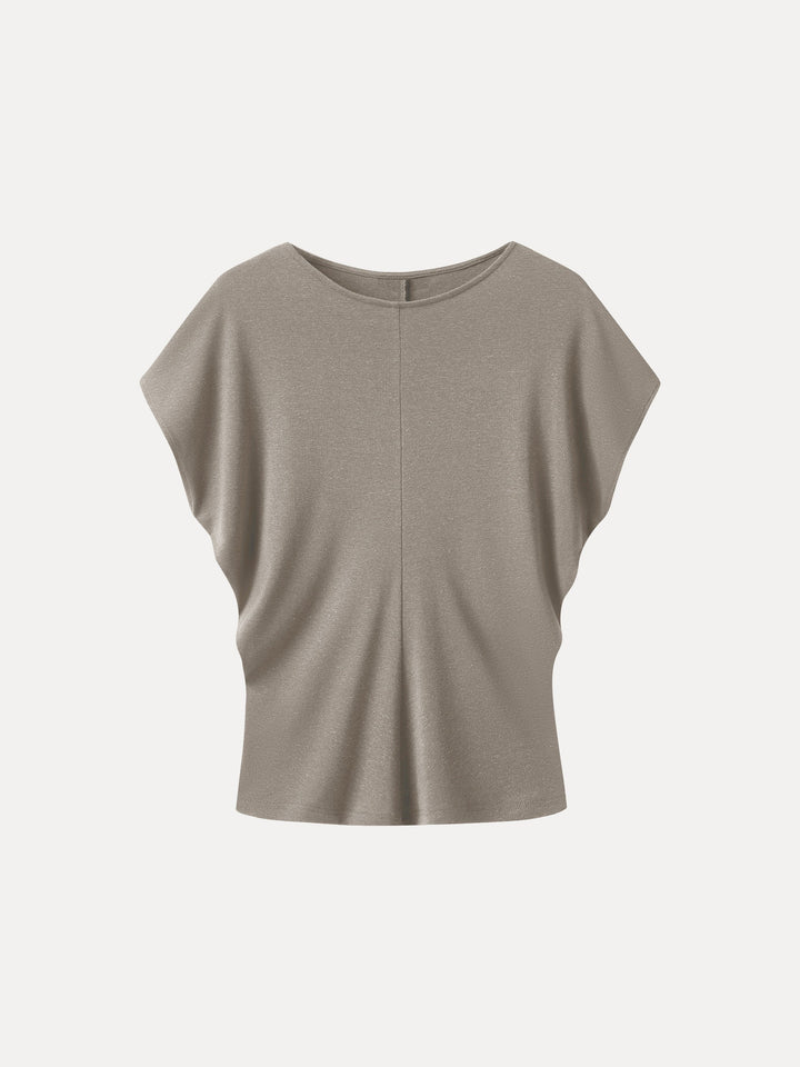 Linen-Blend Round Neck Relaxed Summer Top