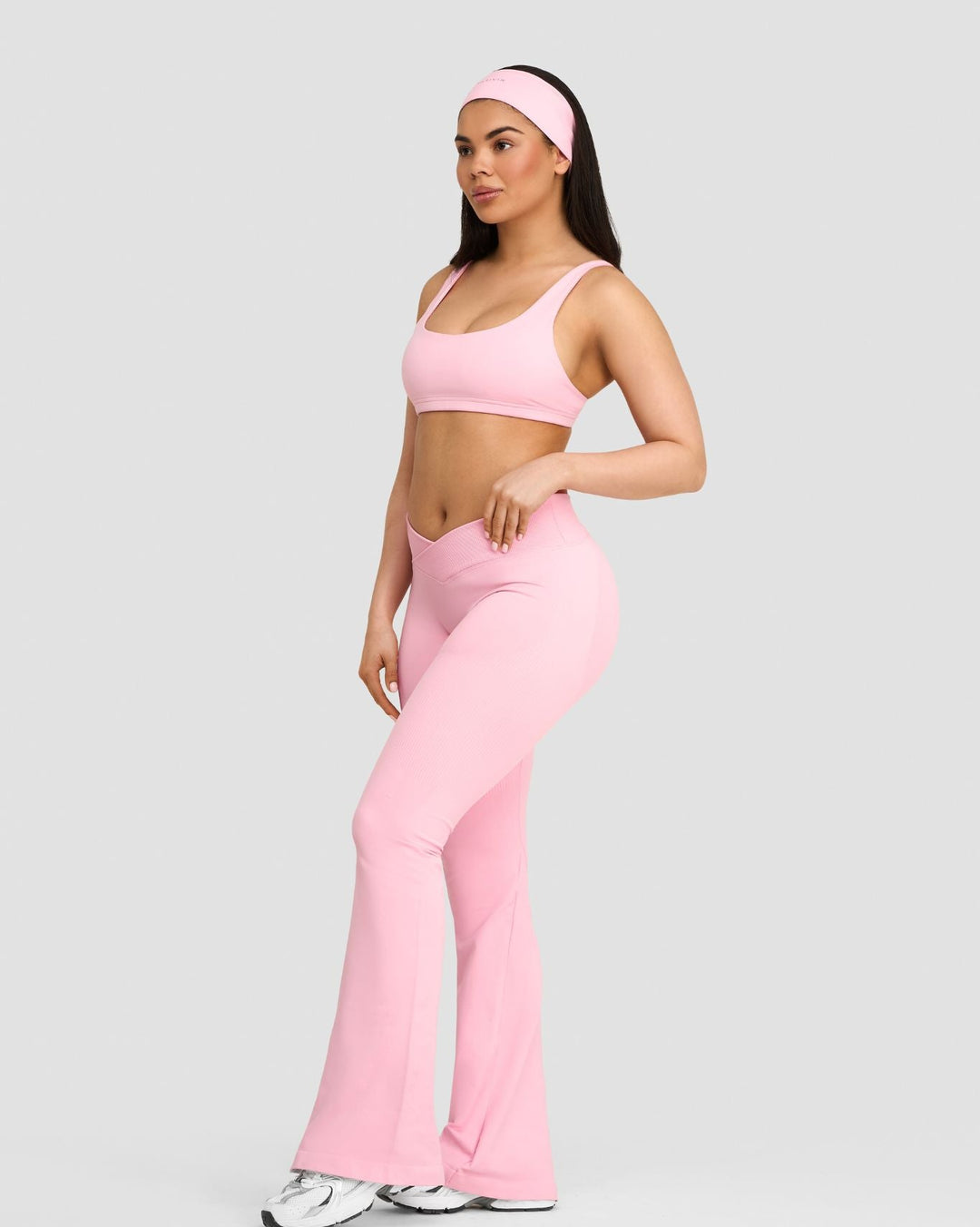 Elevate™ Sculpting Mid V-Waist Flare Leggings | Cotton Pink