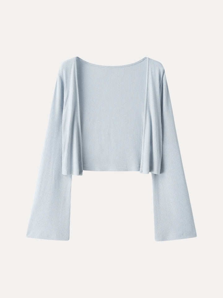 Soft Bell Sleeve Cropped Cardigan
