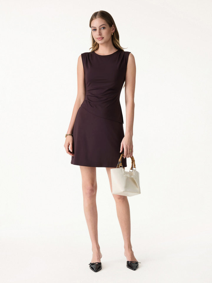 Effortless Wide Shoulder Tucked Asymmetrical Hem Sleeveless Top