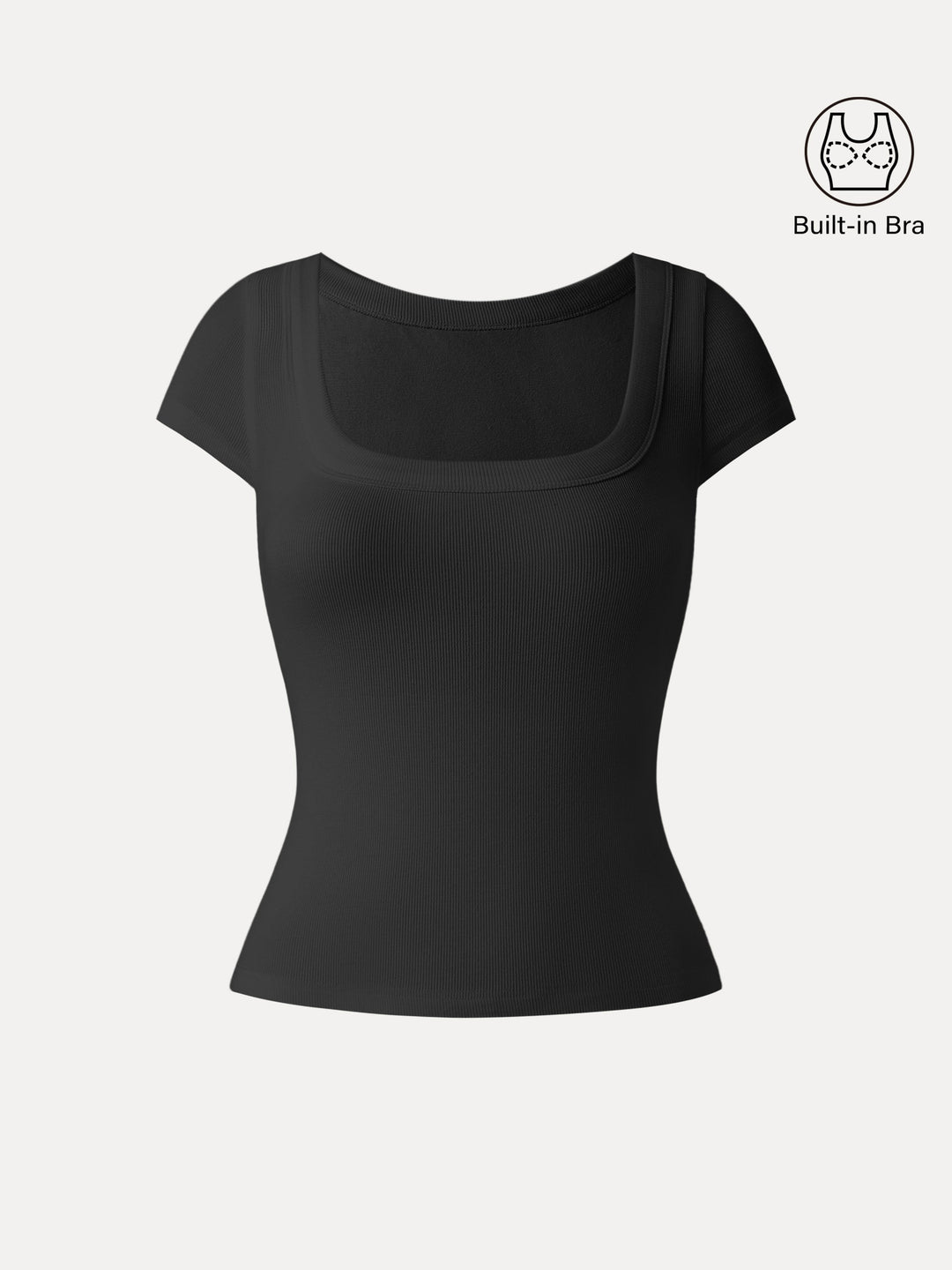Stretch Cotton Square Neck Cap Sleeve Bra Top