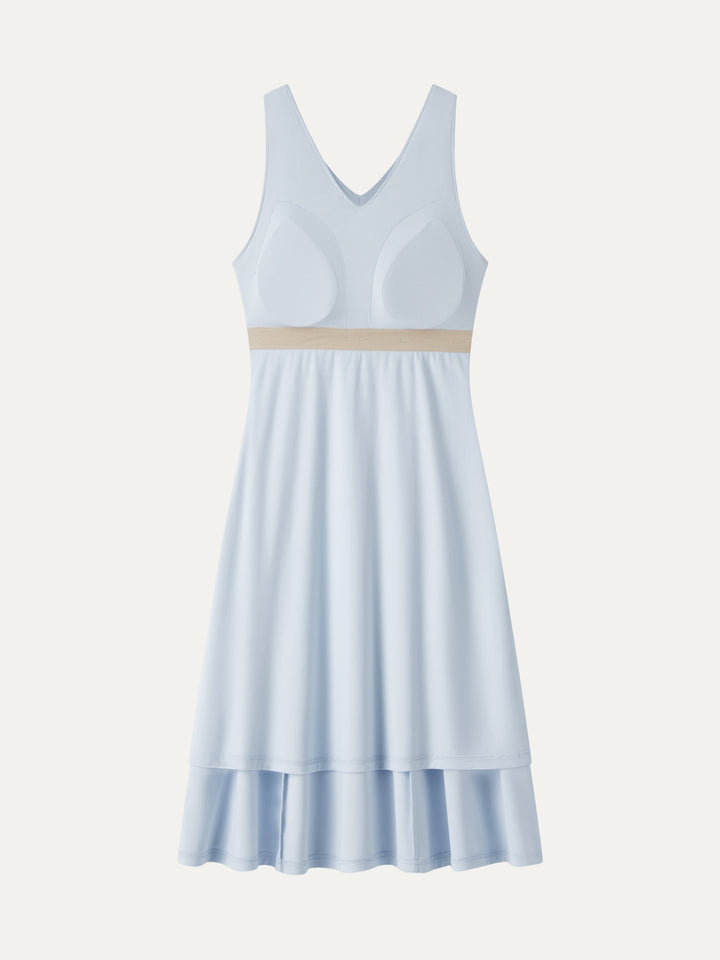 Stretch Ponte V-Neck A-Line Midi Bra Dress