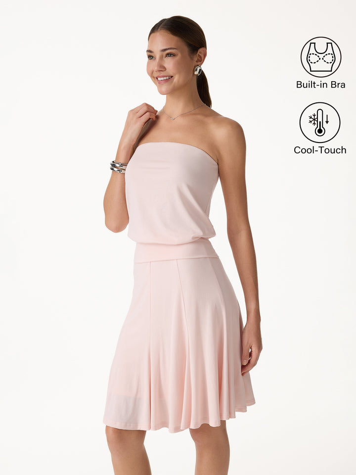 2Pcs Set Banded Hem Bra Top & Knee-Length Skirt
