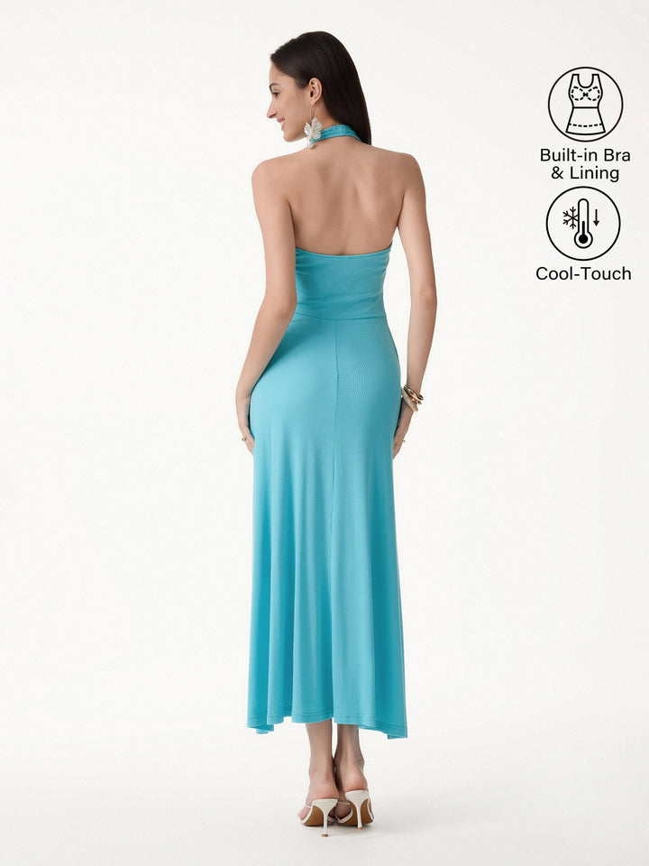 CoolTouch Halter A-Line Midi Bra Dress