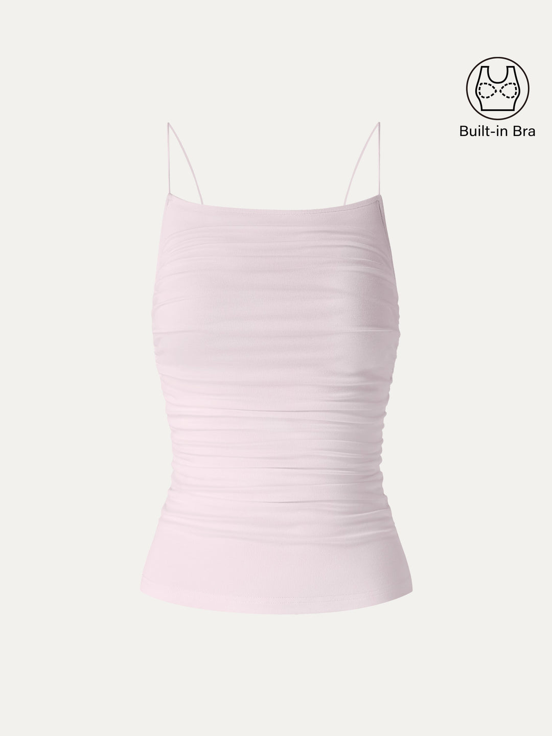 Square Neck Ruched Spaghetti Bra Top