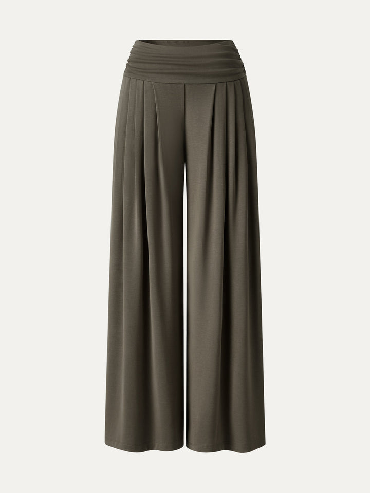 Sandwashed Super Flowy Tucked Palazzo Pant with Pockets