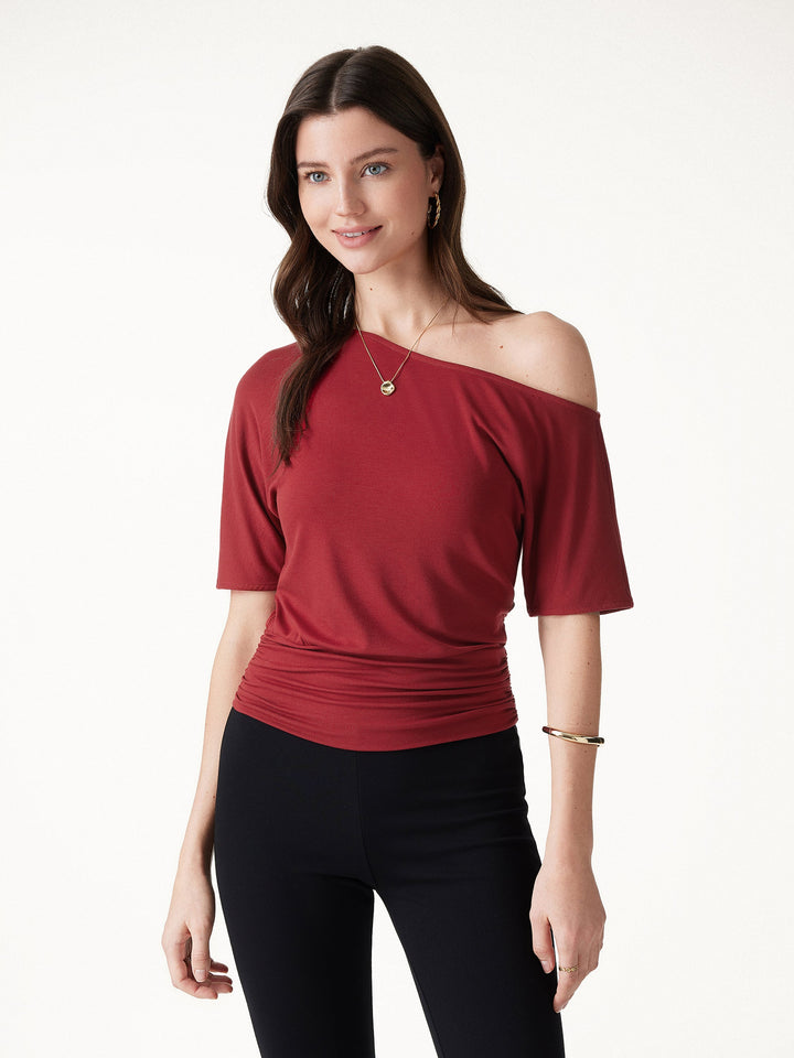 Relaxed Short Sleeve Ruched Top