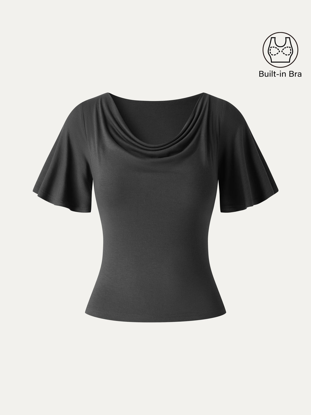 CoolTouch Cowl Neck Flutter Sleeve Bra Top