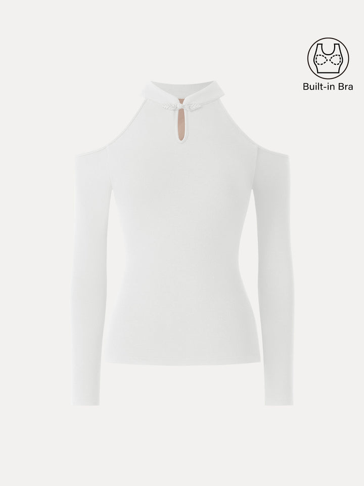 Cutout Shoulder Mandarin Collar Going-out Bra Top Limited Edition