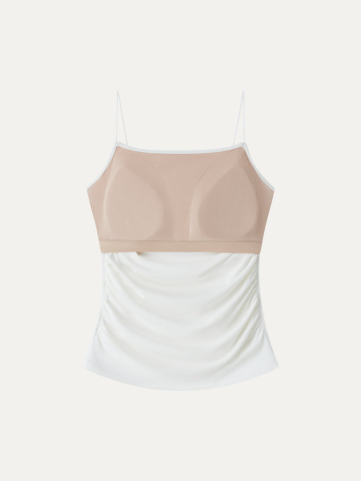 Square Neck Ruched Spaghetti Bra Top