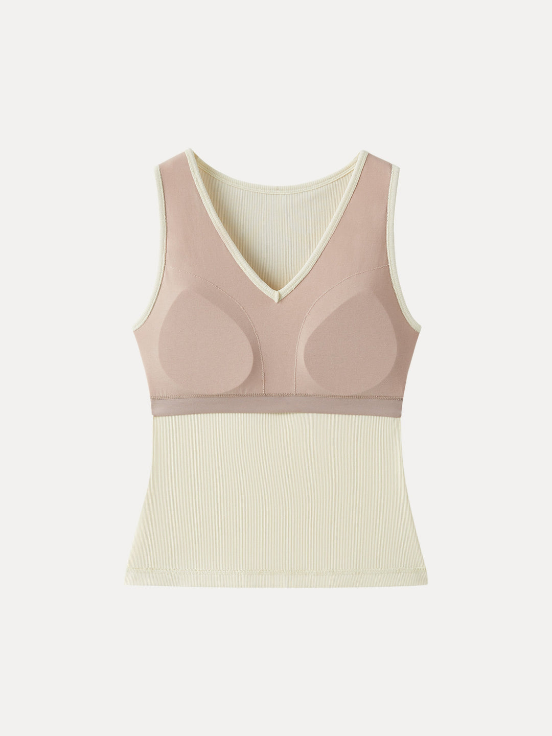 Stretch Cotton Pointelle V-neck Sleeveless Bra Tank