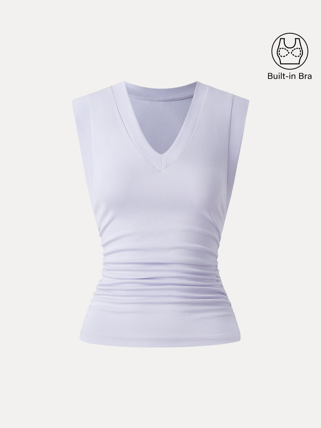 Stretch Cotton V-neck Side Ruched Muscle Bra Top