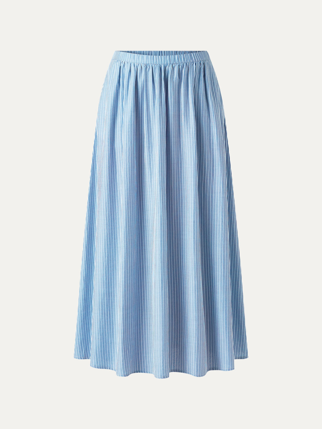 Striped Poplin High Rise Umbrella Midi Skirt with Pockets